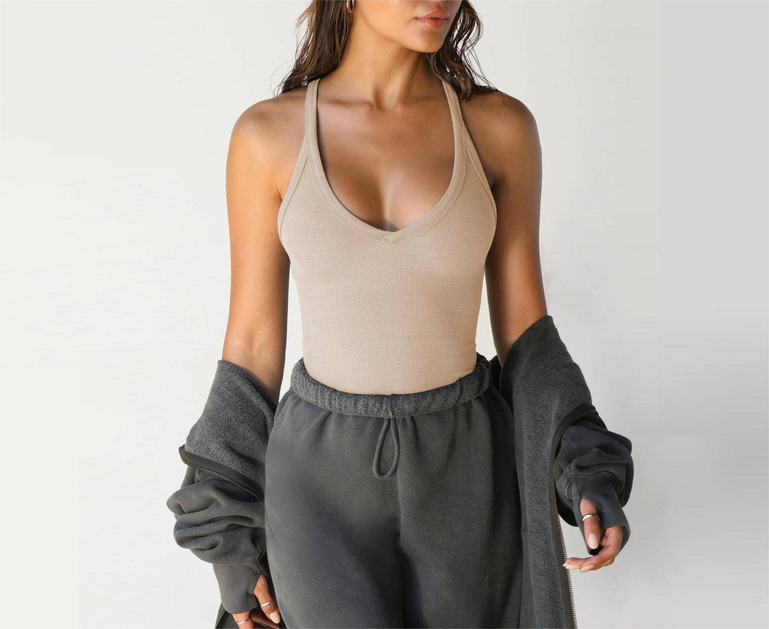 Slim-Fit Knit Tank with Built-In Bra