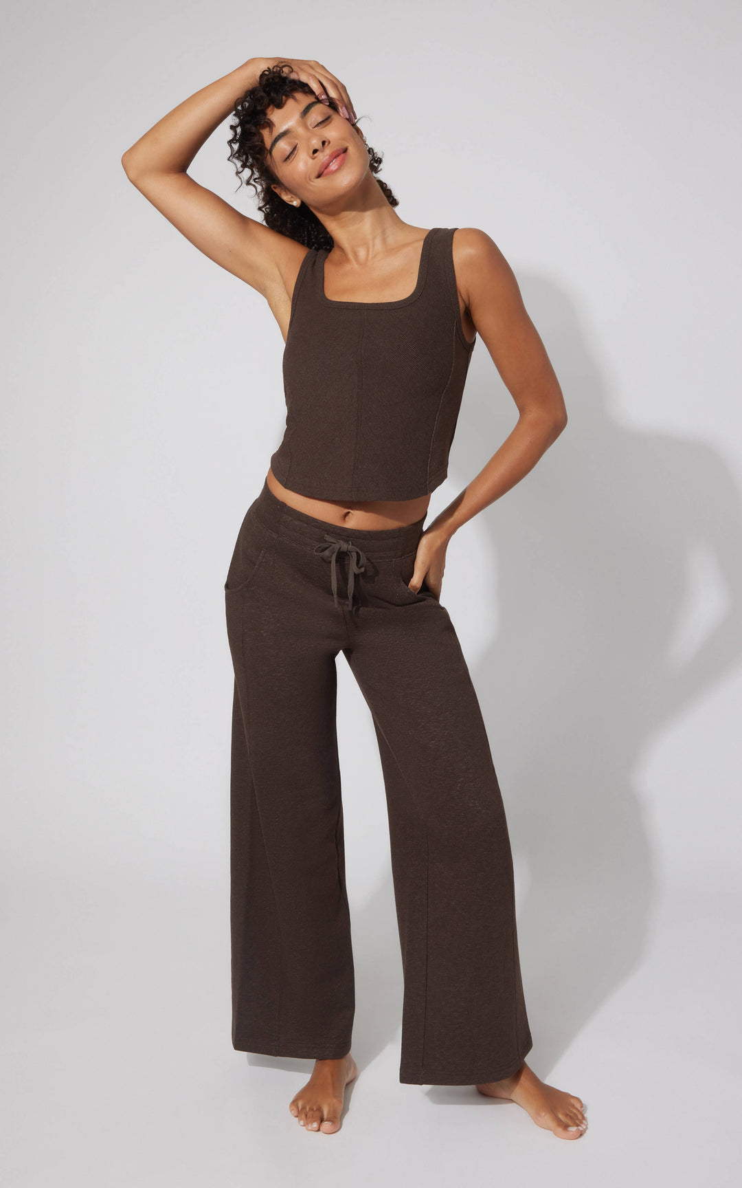 Terry Tank and Wide Leg Pants Set