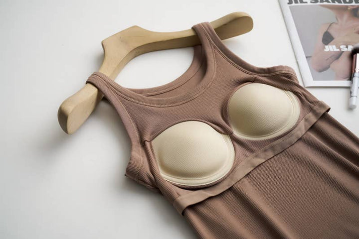 Essential Rib Knit Tank with Built-In Bra