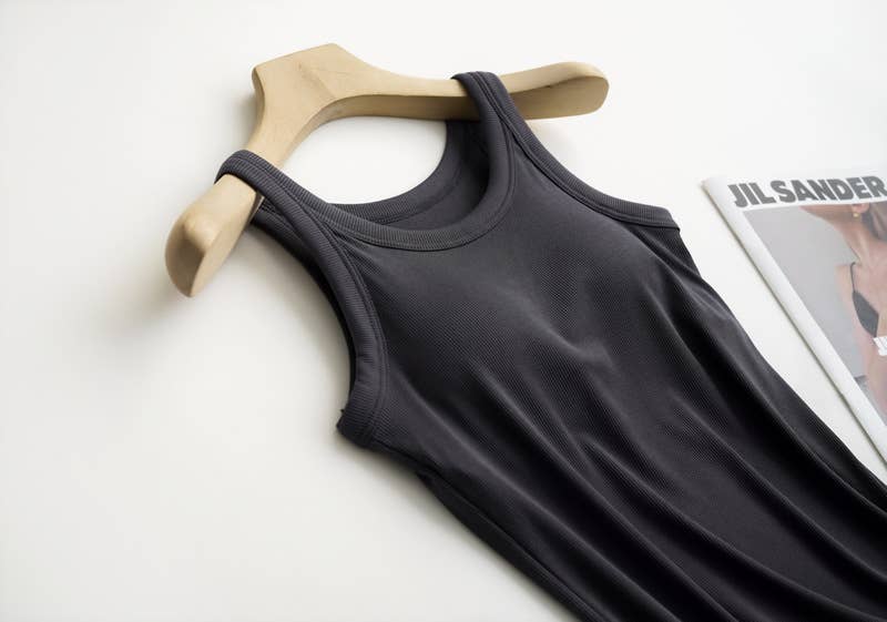 Essential Rib Knit Tank with Built-In Bra