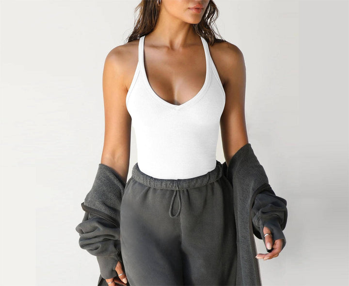 Slim-Fit Knit Tank with Built-In Bra