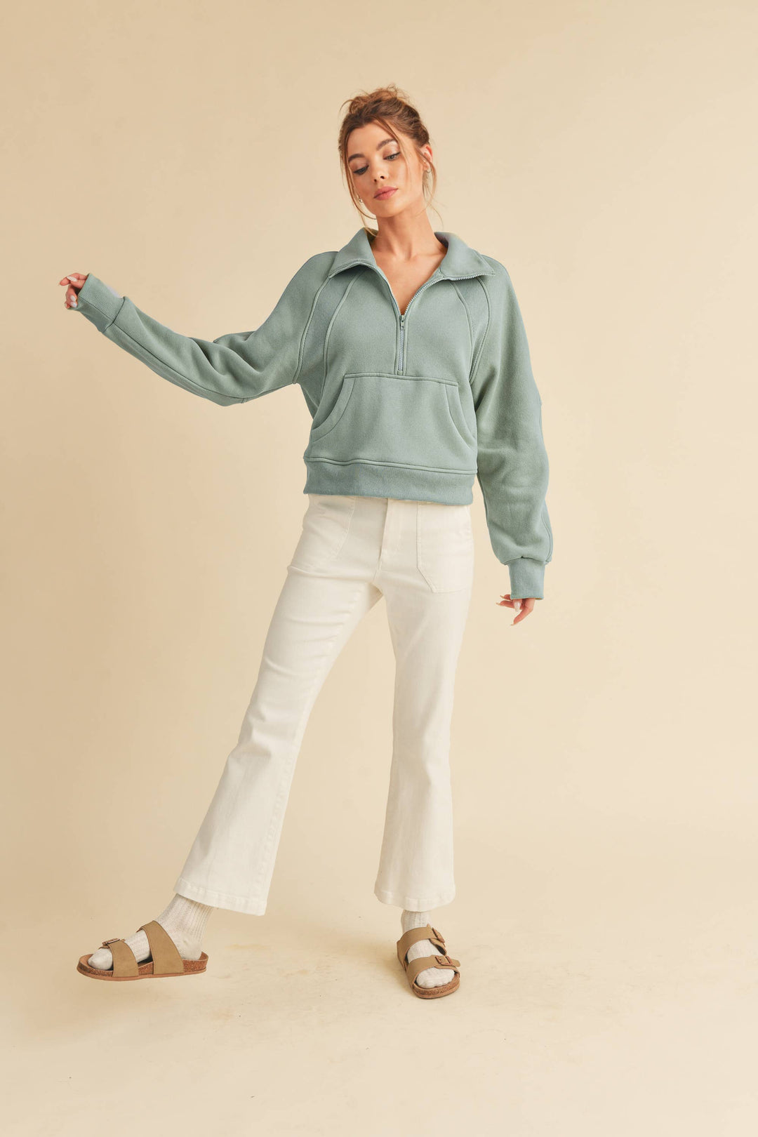 Super-Soft Half Zip: Heather Bone / L / Pullover