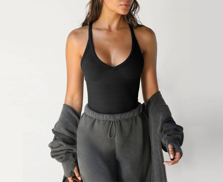 Slim-Fit Knit Tank with Built-In Bra