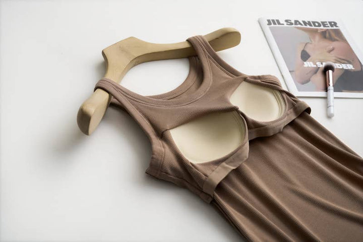 Essential Rib Knit Tank with Built-In Bra