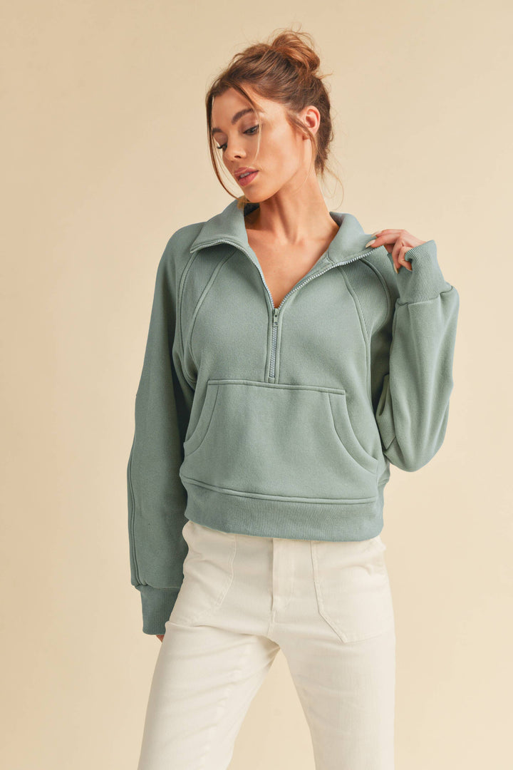 Super-Soft Half Zip: Heather Bone / L / Pullover