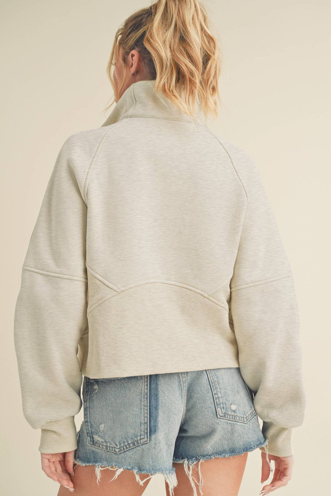 Super-Soft Half Zip: Heather Bone / L / Pullover