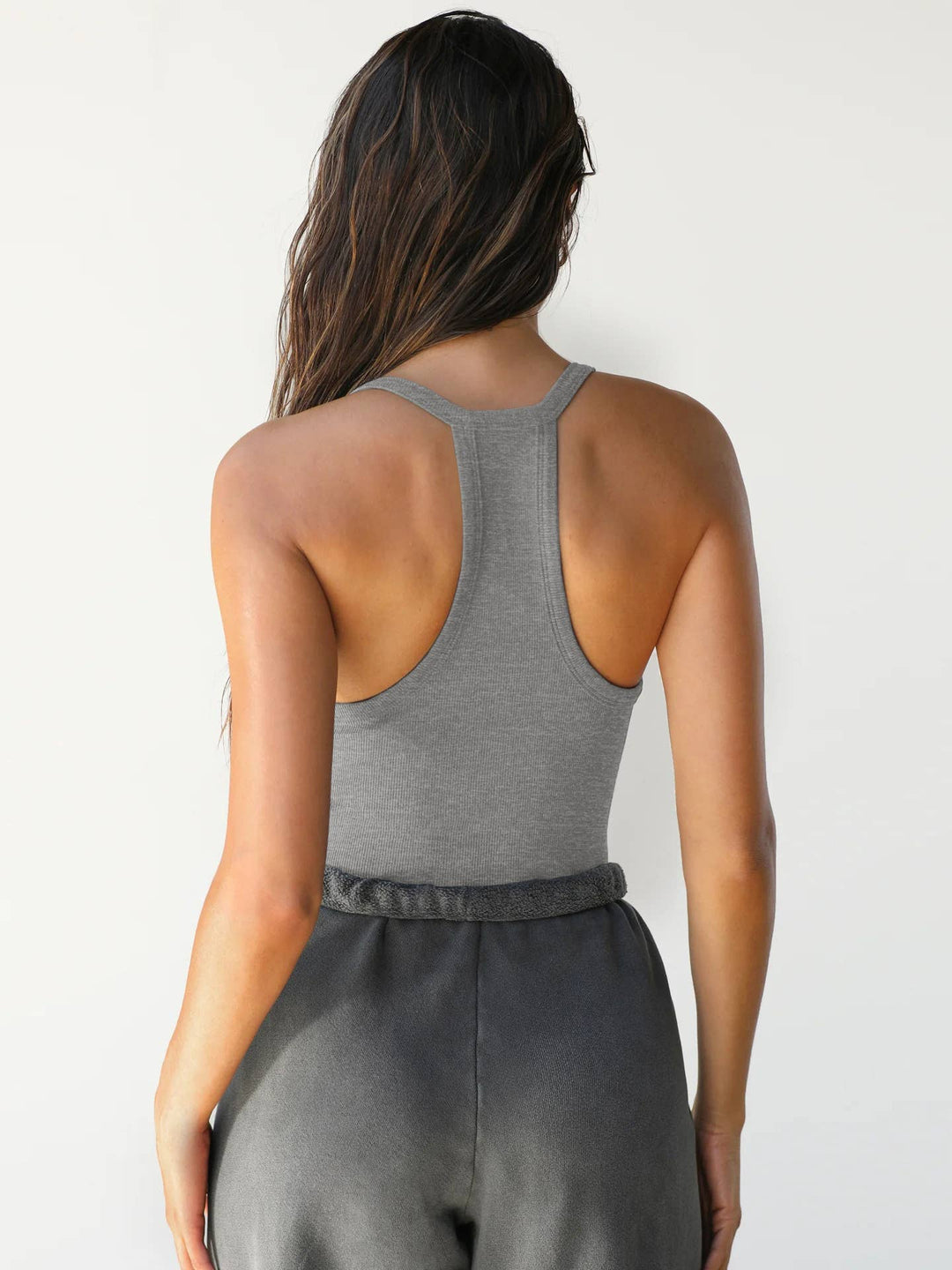 Slim-Fit Knit Tank with Built-In Bra