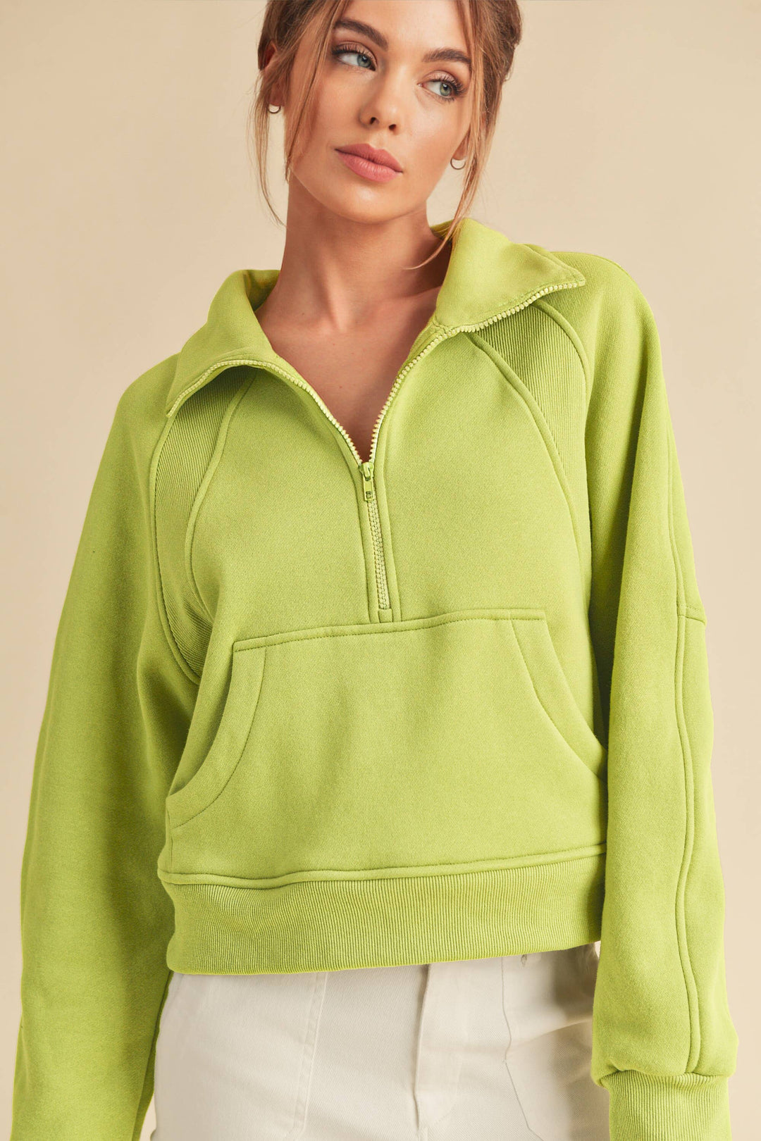 Super-Soft Half Zip: Heather Bone / L / Pullover