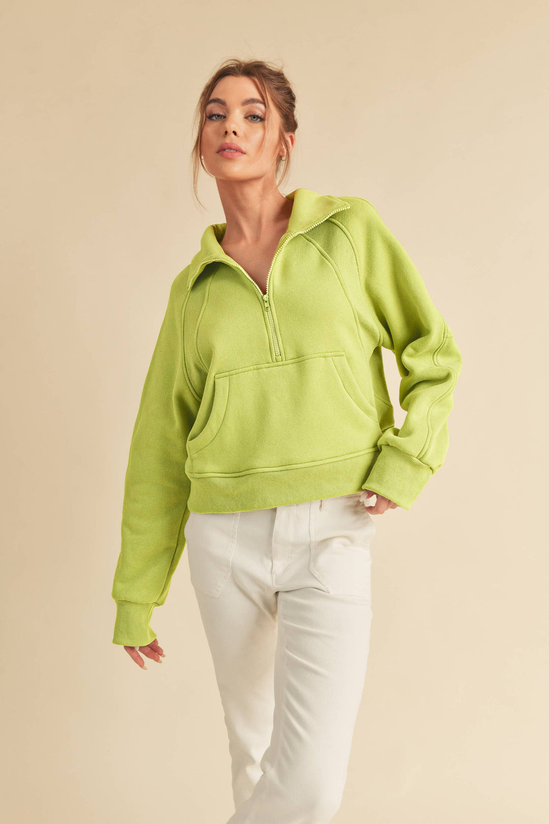 Super-Soft Half Zip: Heather Bone / L / Pullover