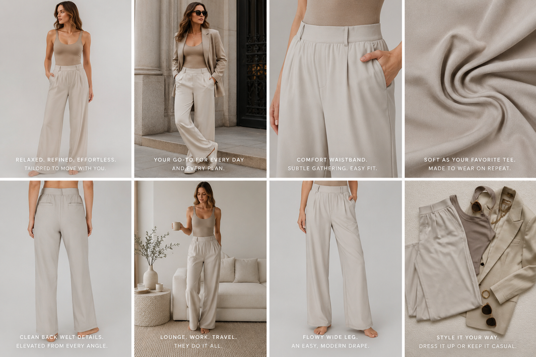 The Daily Wide-Leg Trouser styled in an editorial look