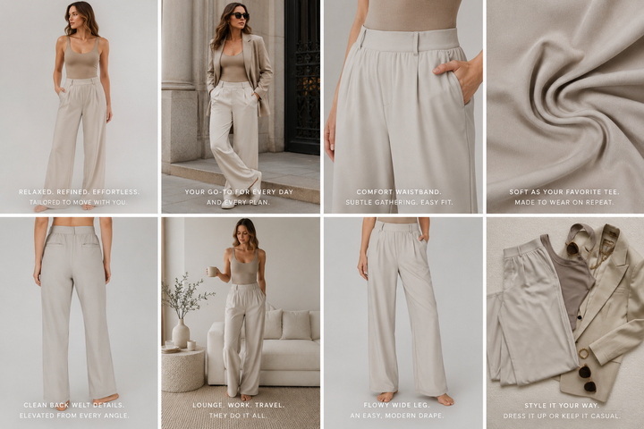 The Daily Wide-Leg Trouser styled in an editorial look