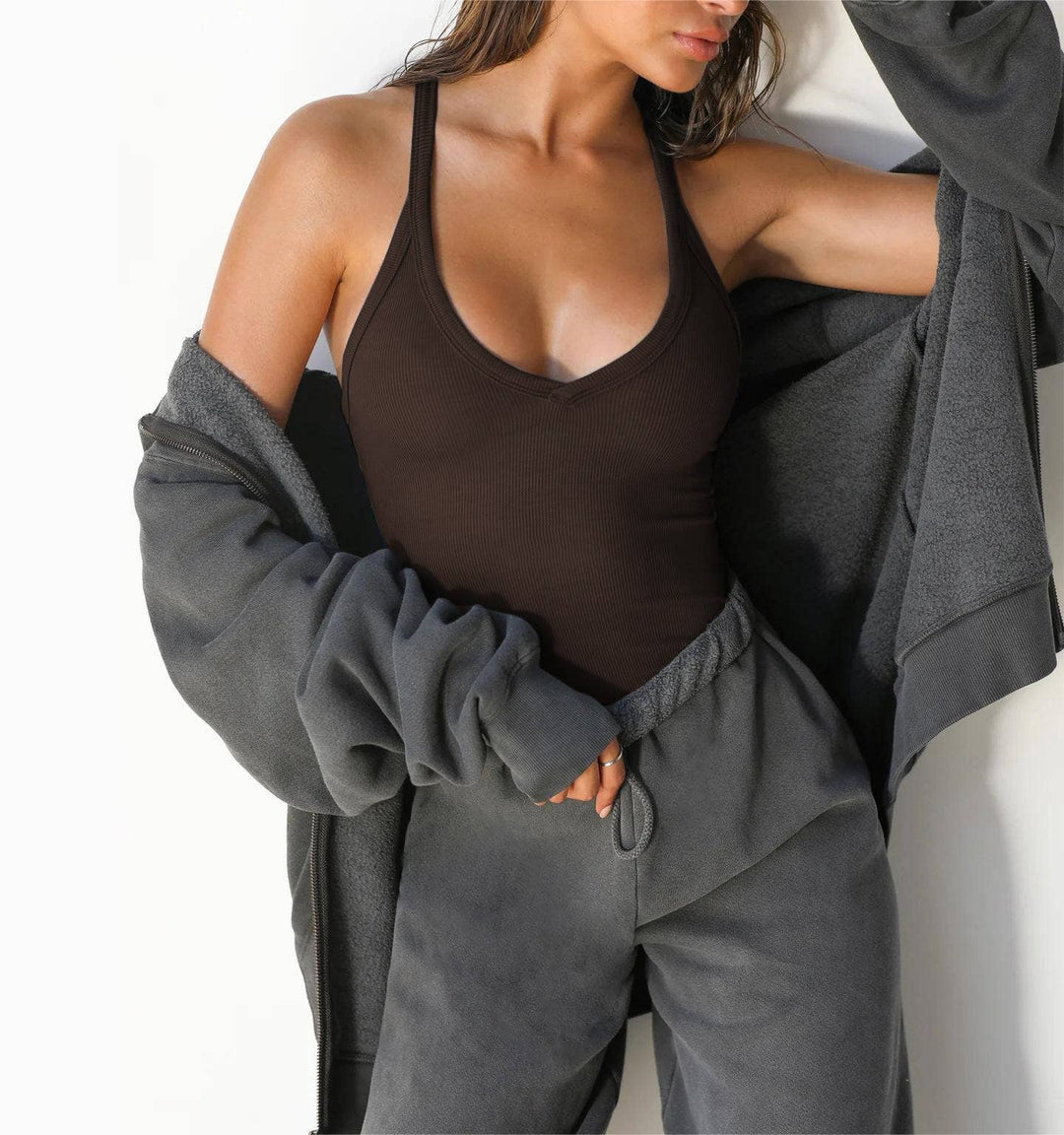 Slim-Fit Knit Tank with Built-In Bra