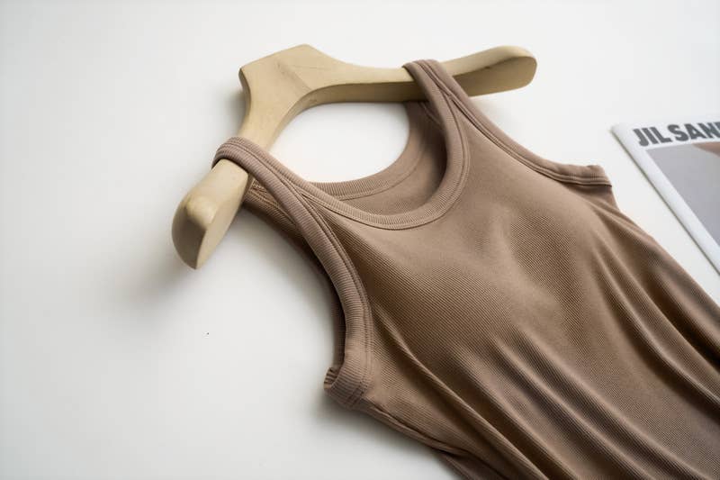 Essential Rib Knit Tank with Built-In Bra