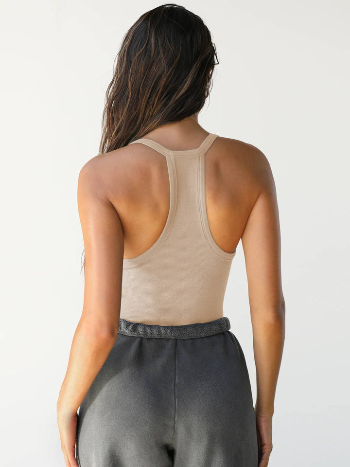 Slim-Fit Knit Tank with Built-In Bra