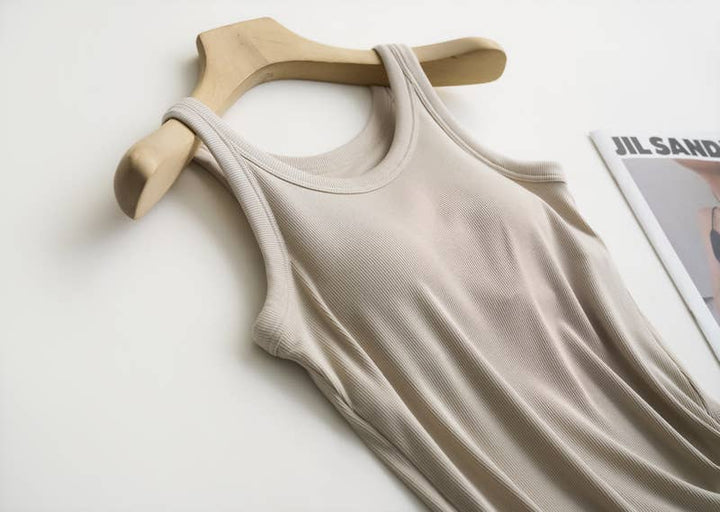 Essential Rib Knit Tank with Built-In Bra