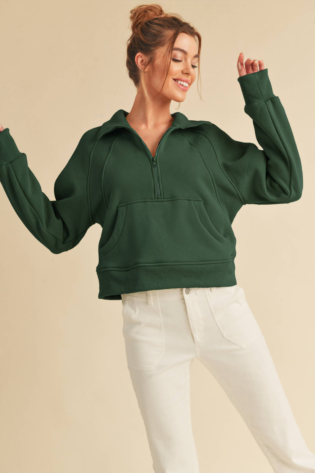 Super-Soft Half Zip: Heather Bone / L / Pullover