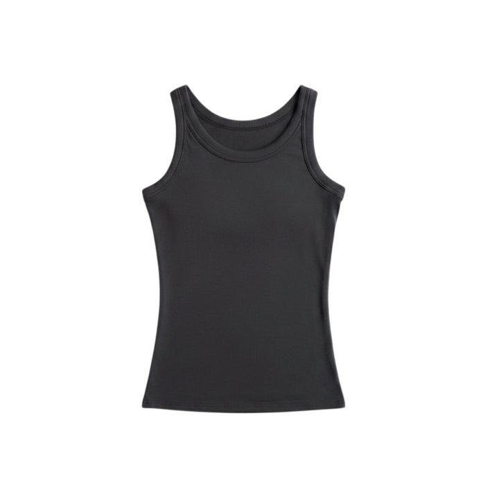 Essential Rib Knit Tank with Built-In Bra