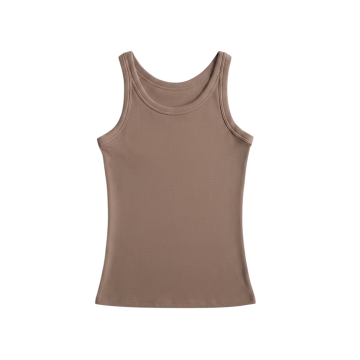 Essential Rib Knit Tank with Built-In Bra